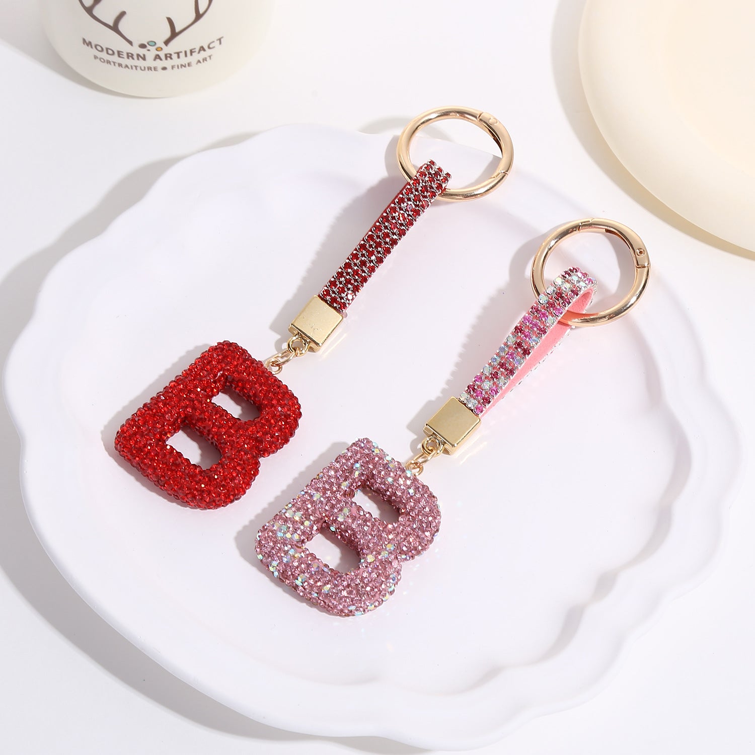 Wholesale Full Diamond Letter B Glass Keychain